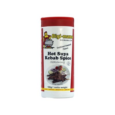 Hot Suya Spice, 1 x 100 g, Spicy Yaji Pepper Grill Seasoning, Nigerian Style, for Kebab by Bigi Mama