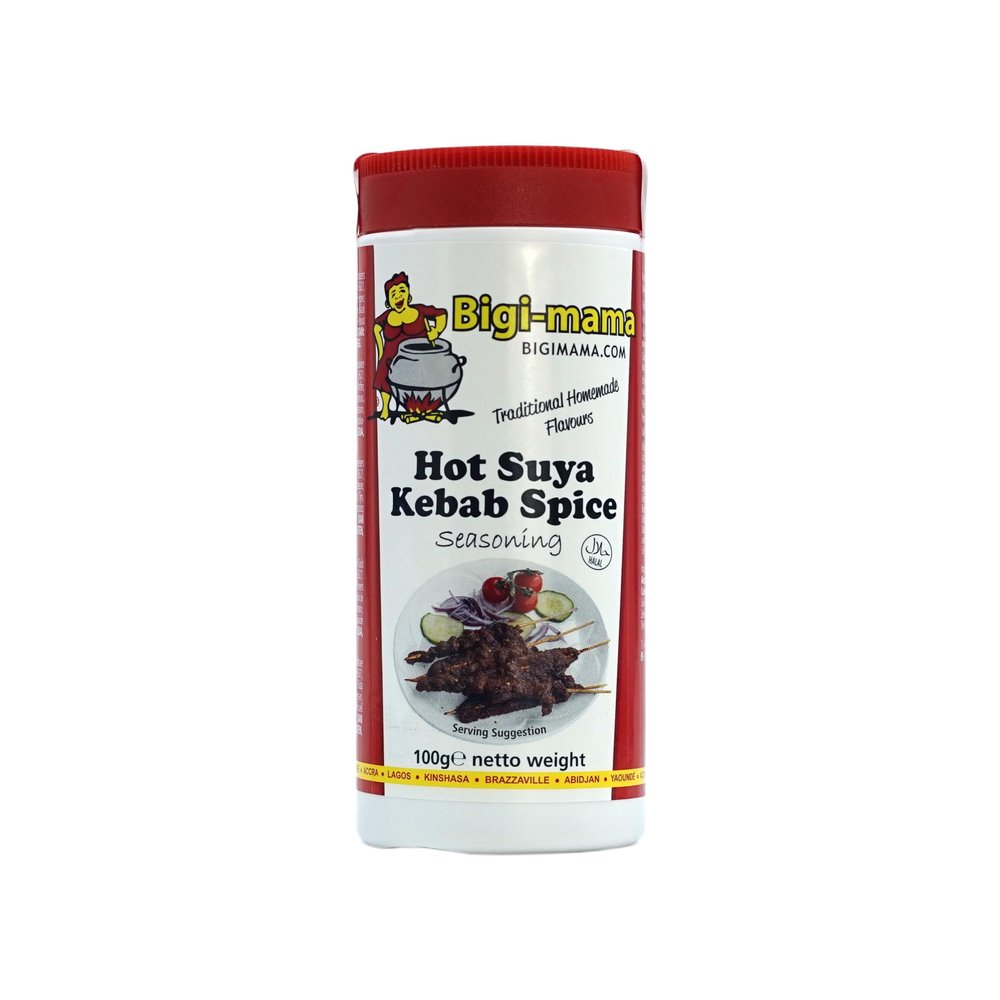 Hot Suya Spice, 1 x 100 g, Spicy Yaji Pepper Grill Seasoning, Nigerian Style, for Kebab by Bigi Mama