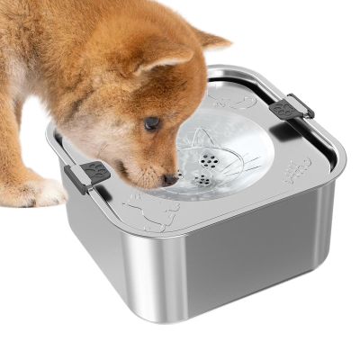 Slow-Drinking Water Bowl for Dogs, 3 L, Spill-Proof, Non-Slip Stainless Steel