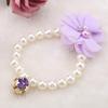 Yinhing Pearl Flower Collar for Small Pets, Elastic Necklace with Bell for Cats and Dogs, Purple view 3