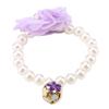 Yinhing Pearl Flower Collar for Small Pets, Elastic Necklace with Bell for Cats and Dogs, Purple view 4