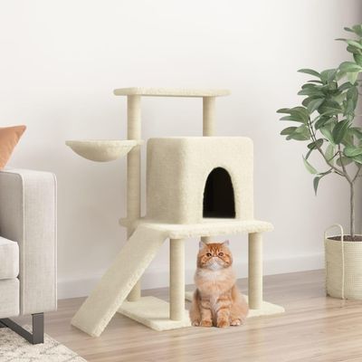 All-in-One Cat Tree with Cozy Hideaway, Ramp, Basket and Perch, 96.5 cm Tall