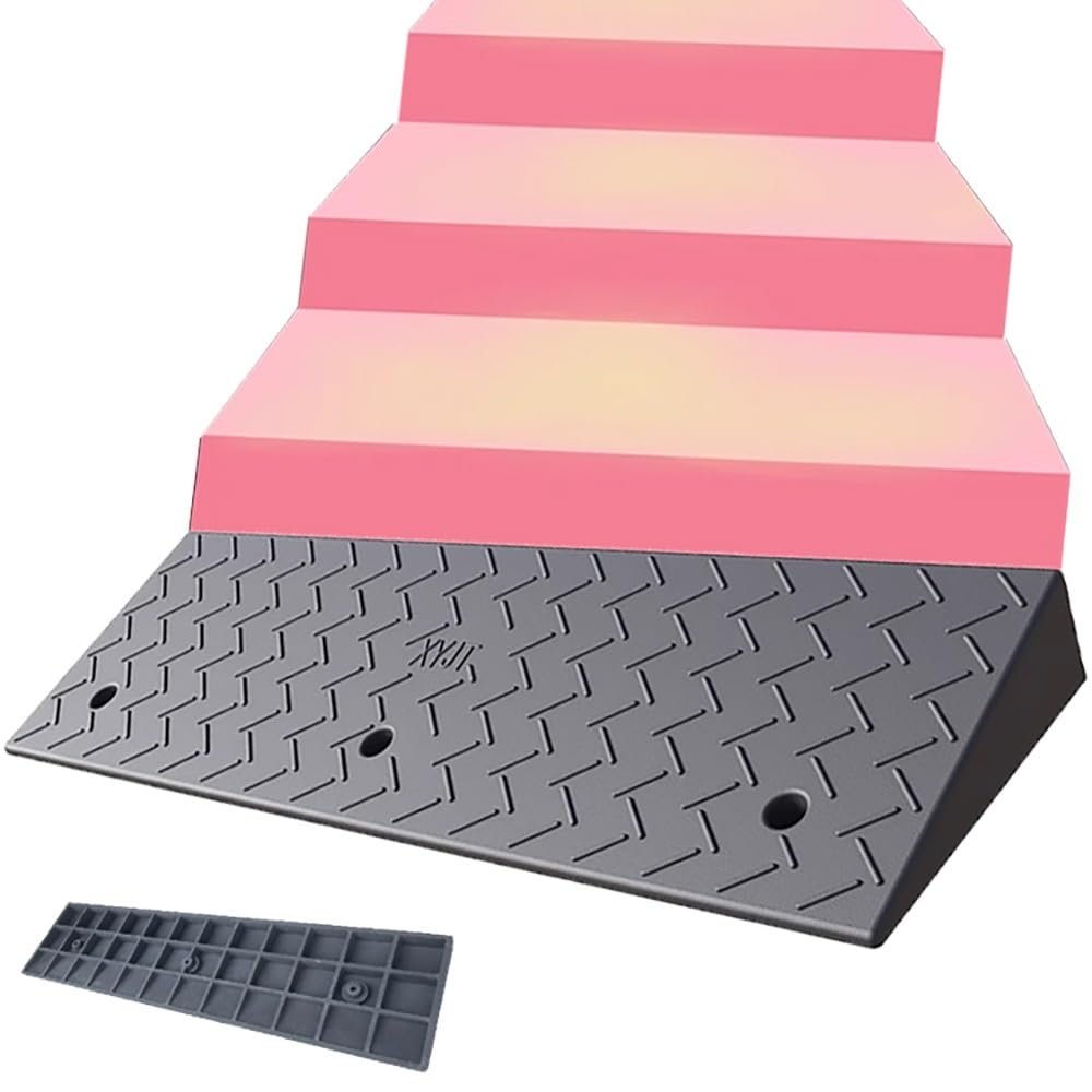 Step Curb Rubber Ramp for Wheelchair, Split with Expansion Bolts for Easy Access