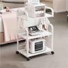 AJKNCVPEA Cosmetic Trolley with Wheels, Adjustable Shelf, 3-Tier Rolling Cart (White) view 1