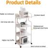 AJKNCVPEA Cosmetic Trolley with Wheels, Adjustable Shelf, 3-Tier Rolling Cart (White) view 3