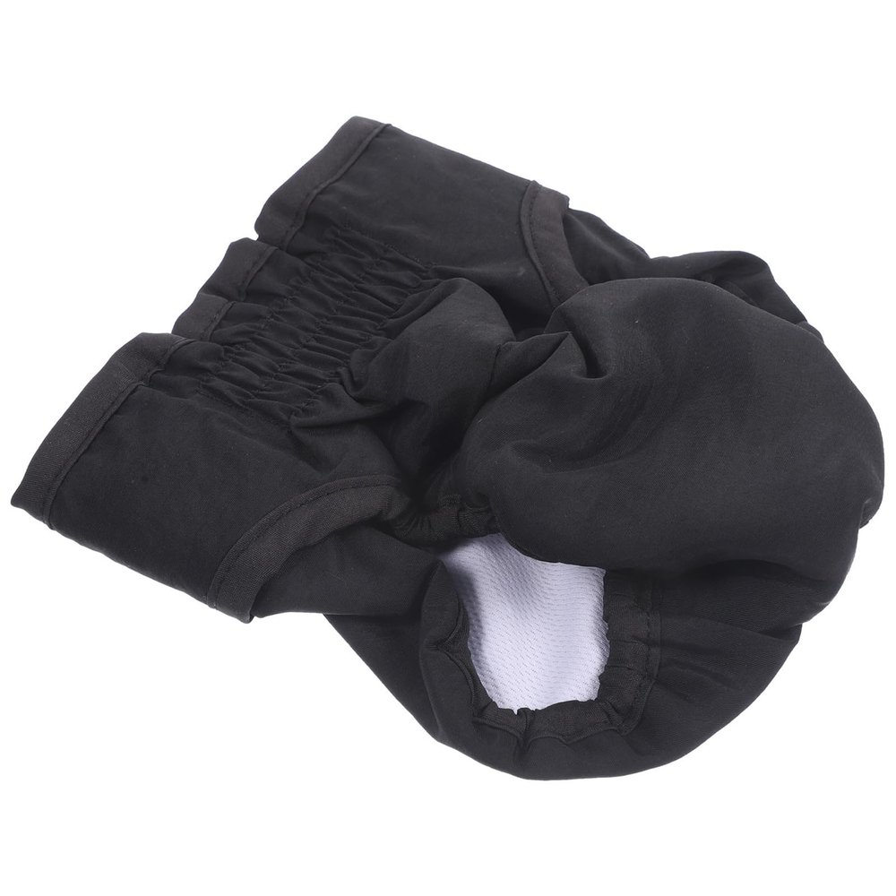 POPETPOP Reusable Cotton Dog Diaper and Protective Pants, Black, for Untrained Puppies