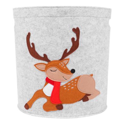 DECOMELODY Large Felt Storage Basket with Christmas Cartoon Design