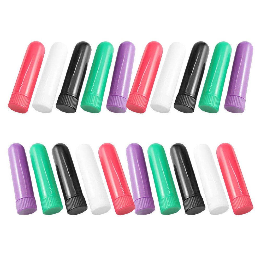 20 Refillable Nasal Inhaler Tubes with Cotton Wicks