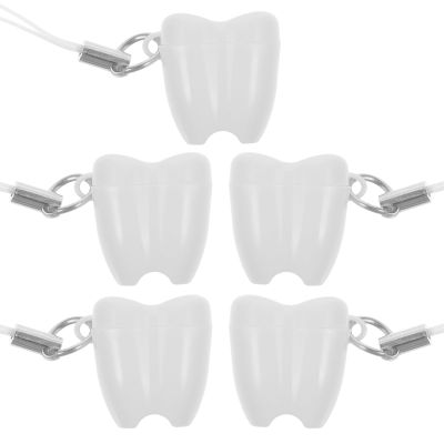 Abaodam 5-Pack PP Plastic Baby Tooth Storage Boxes with Hanging Cord, White Keepsake Boxes