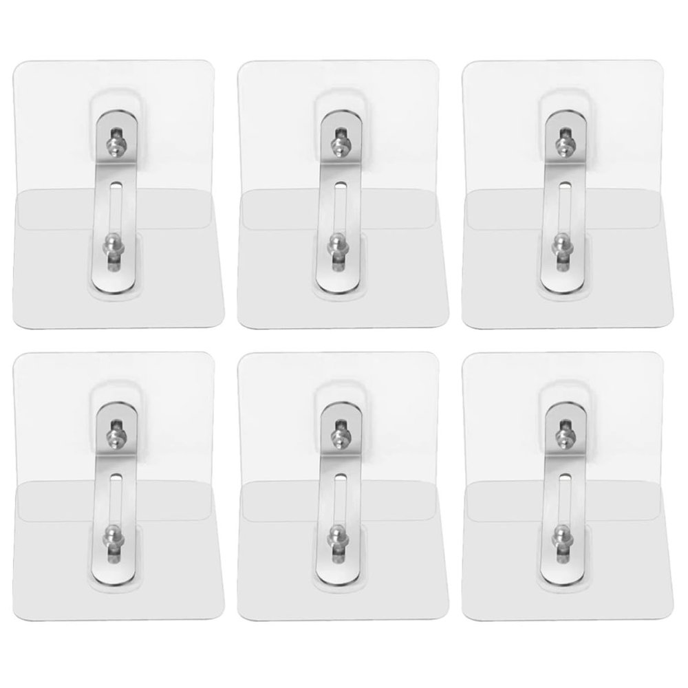 JECOMPRIS Self-Adhesive Furniture Anchors, 6-Pack, PVC and Stainless Steel, No-Drill Anti-Tip Safety for Furniture and Cabinets