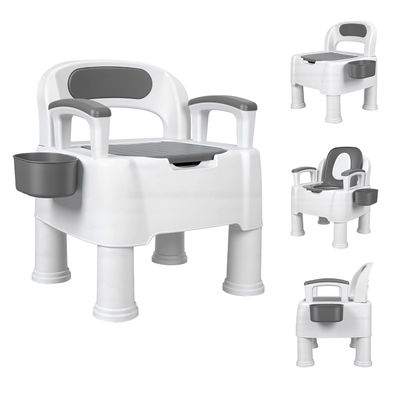 Soixehet Commode Chair for Elderly, 220 lb Capacity, with Storage Basket