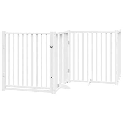 HETFTJN 4-Panel Folding Wooden Dog Gate with Door, Freestanding, White