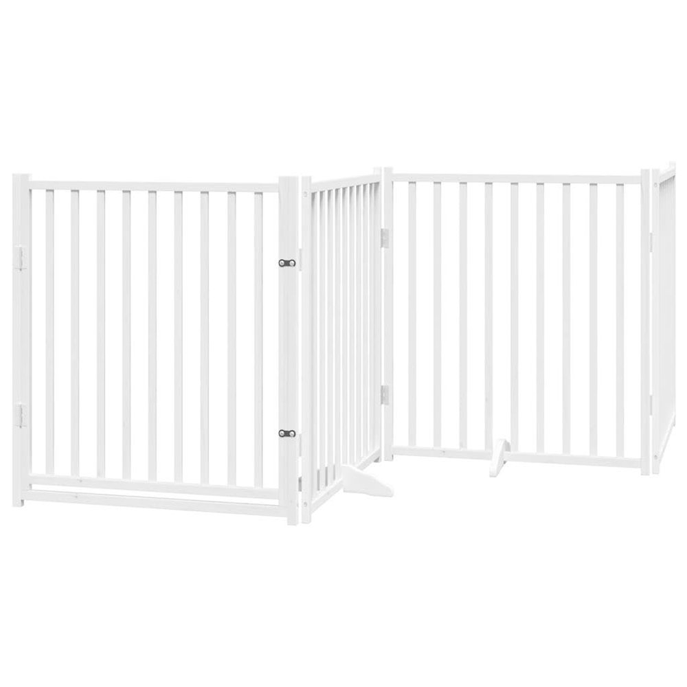 HETFTJN 4-Panel Folding Wooden Dog Gate with Door, Freestanding, White