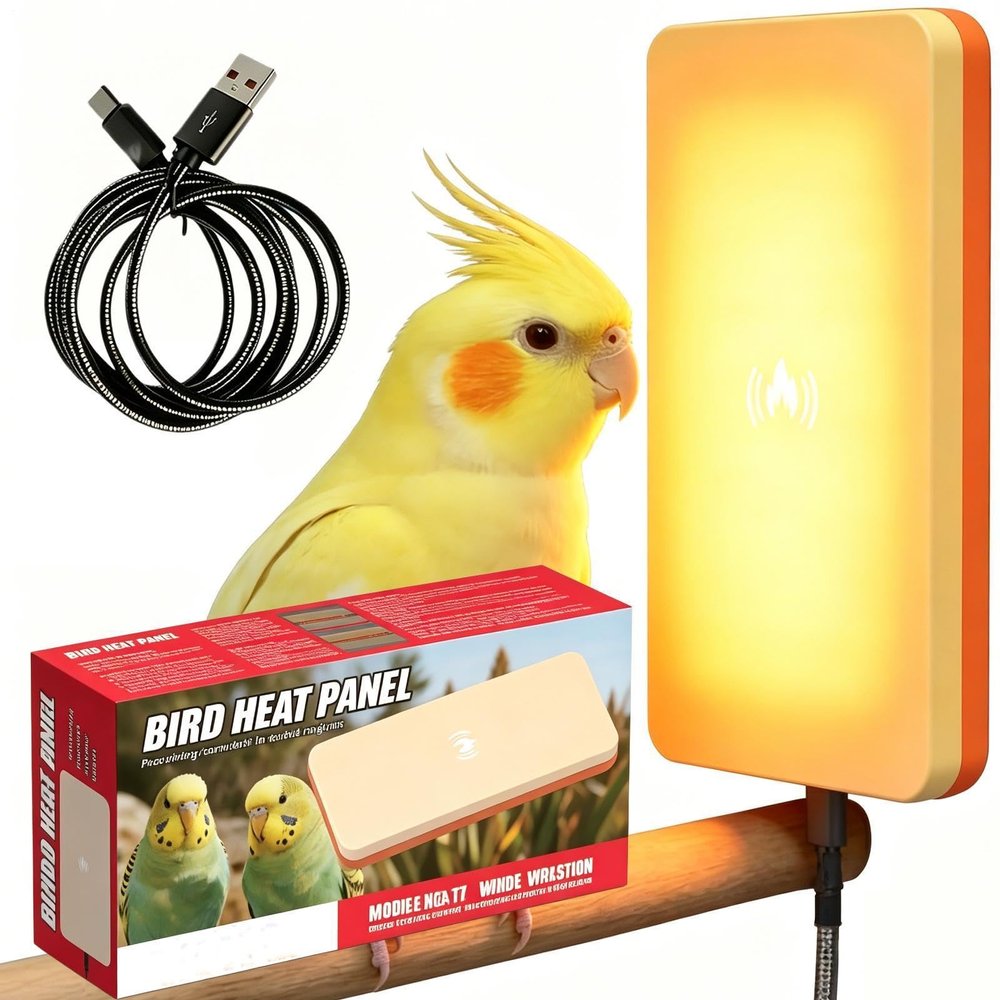 Portable Bird Cage Heater, Low-Noise 5 W Heating Panel with Safe Temperature Control