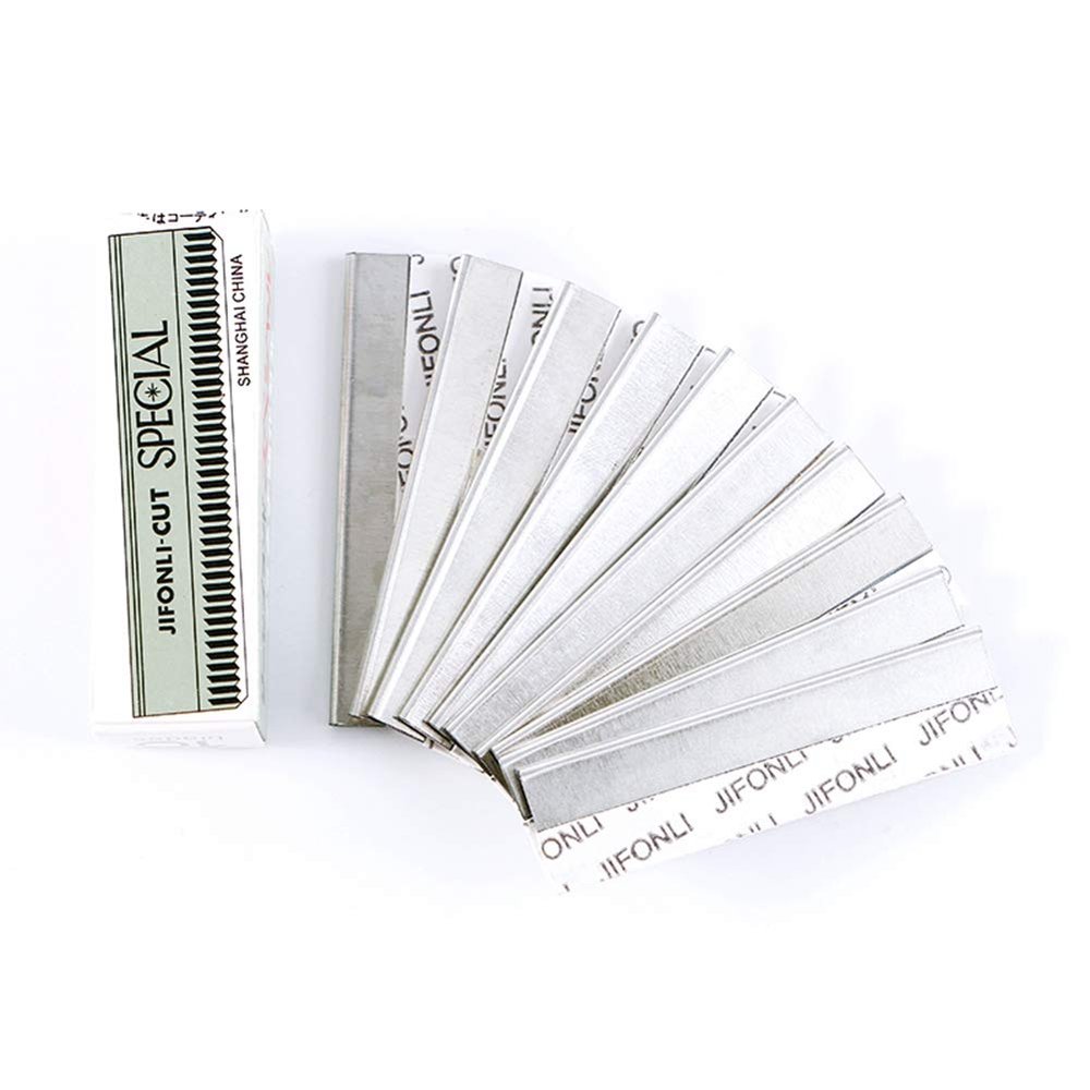 AMONIDA 10-Piece Stainless Steel Eyebrow Trimmer Razors, Silver, 5.8 x 1.5 cm