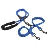 XUMIUZIY Double Dog Leash, Shock-Absorbing, Reflective Nylon, for Night Walks, Blue view 1