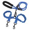 XUMIUZIY Double Dog Leash, Shock-Absorbing, Reflective Nylon, for Night Walks, Blue view 4