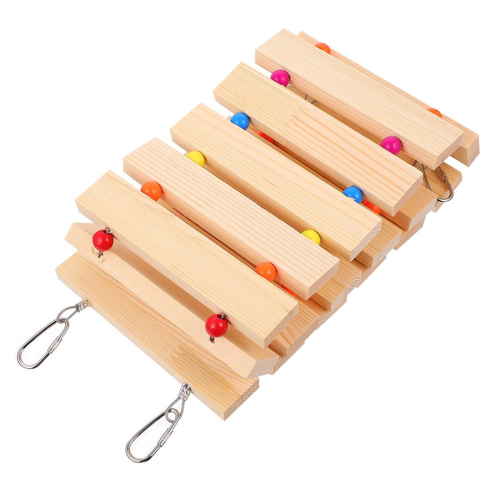 SOLUSTRE Natural Wood Chicken Toy, Ladder and Swing for Poultry