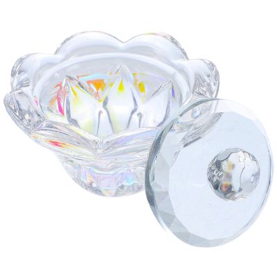 DINHEAROM Large Crystal Glass Cup with Lid for Nail Liquids and Powder