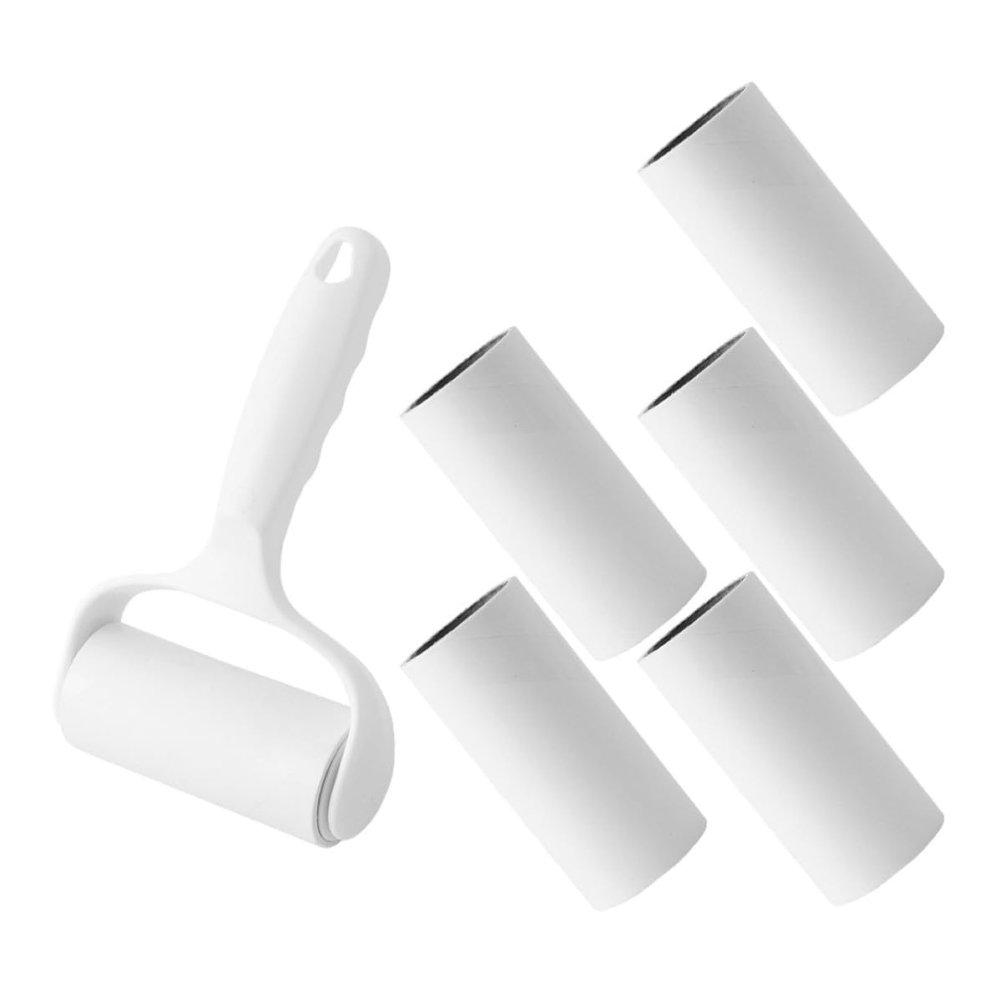 Generic Portable Pet Hair Lint Roller with 7 Replacement Rolls, White
