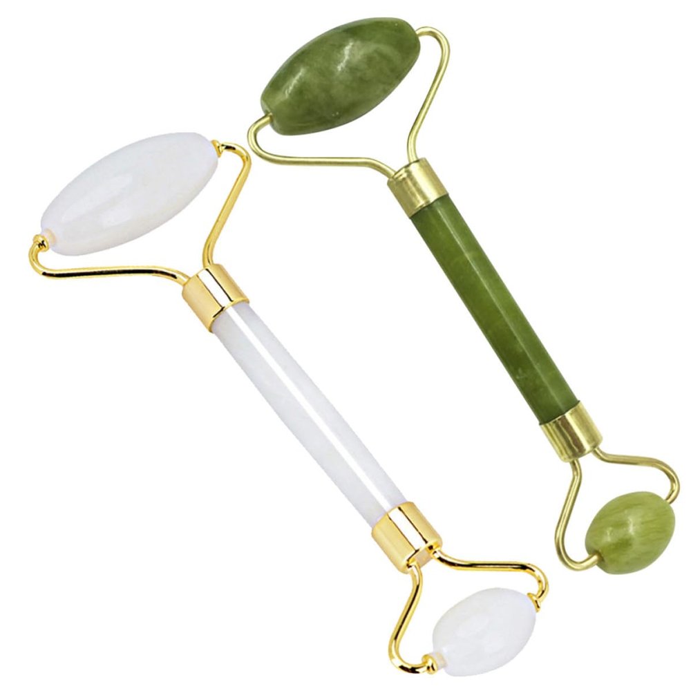 KAJNBN Jade Facial Rollers, 2-Piece Natural Stone Set