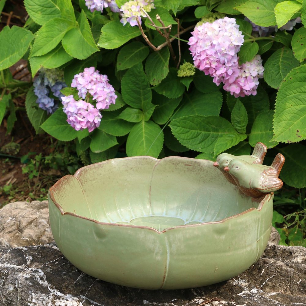 26 cm Large, Deep Ceramic Birdbath for Outdoors