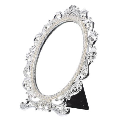 ibasenice Vintage Makeup Mirror, Silver Zinc Alloy, Stable Stand Base