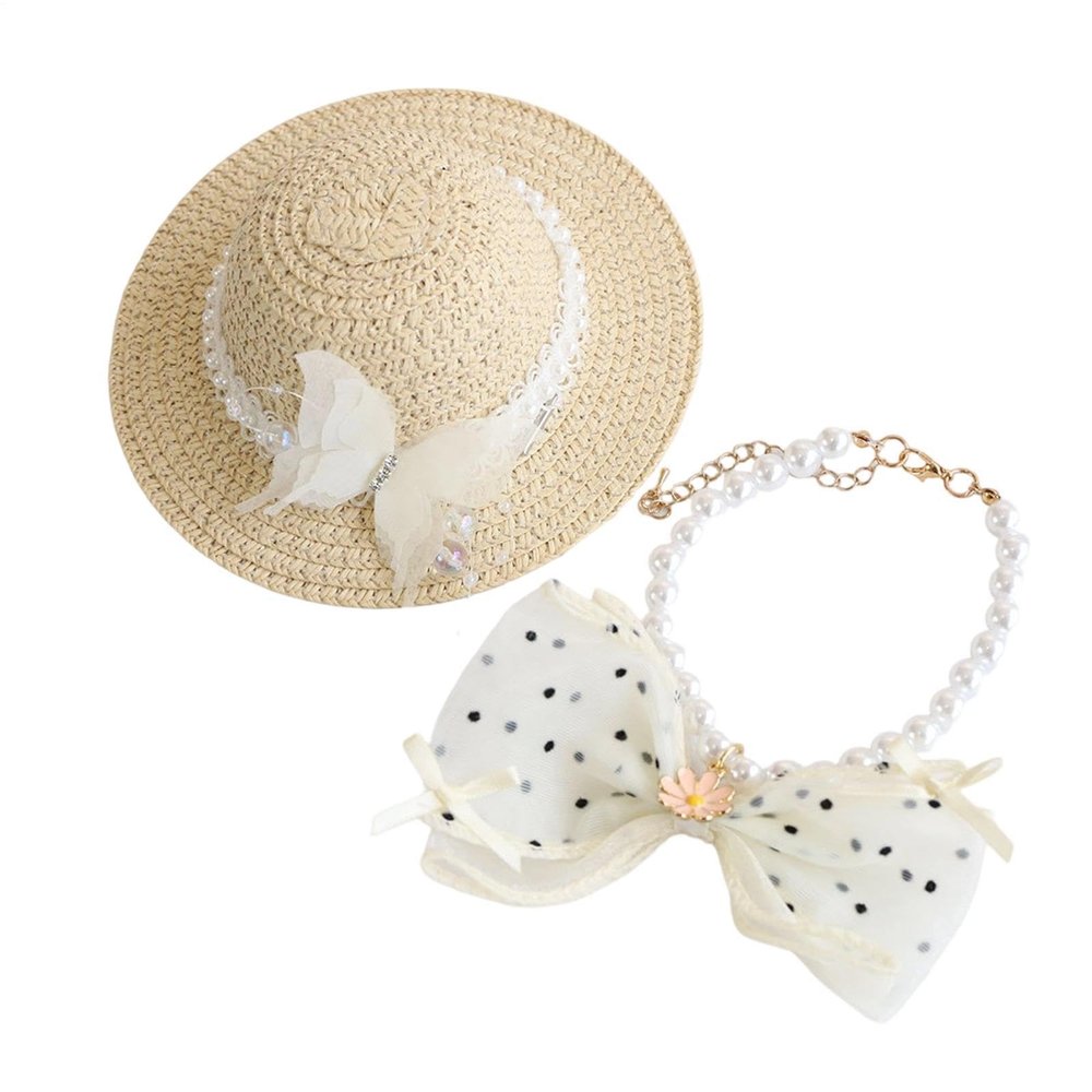 Dog Visor with Pearl Collar