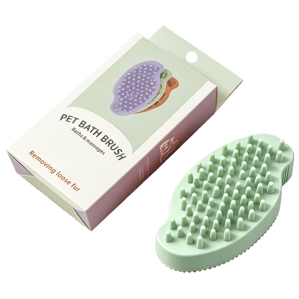 Dog Wash Brush | Non-Slip Grip with Dual-Sided Comb