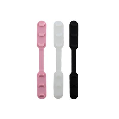 Adorainbow Elastic Mask Strap Extenders, Black Silicone, 4-Pack with Adjustable Three-Position Buckle