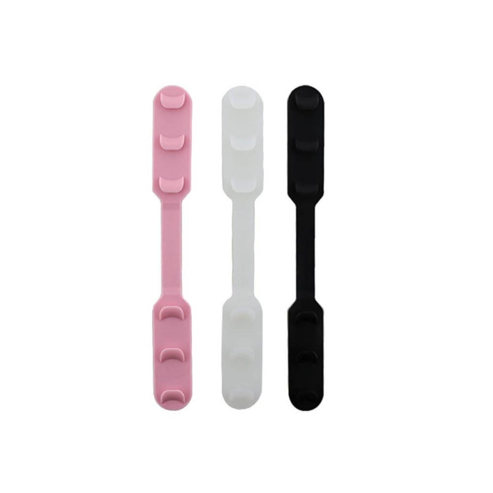 Adorainbow Elastic Mask Strap Extenders, Black Silicone, 4-Pack with Adjustable Three-Position Buckle