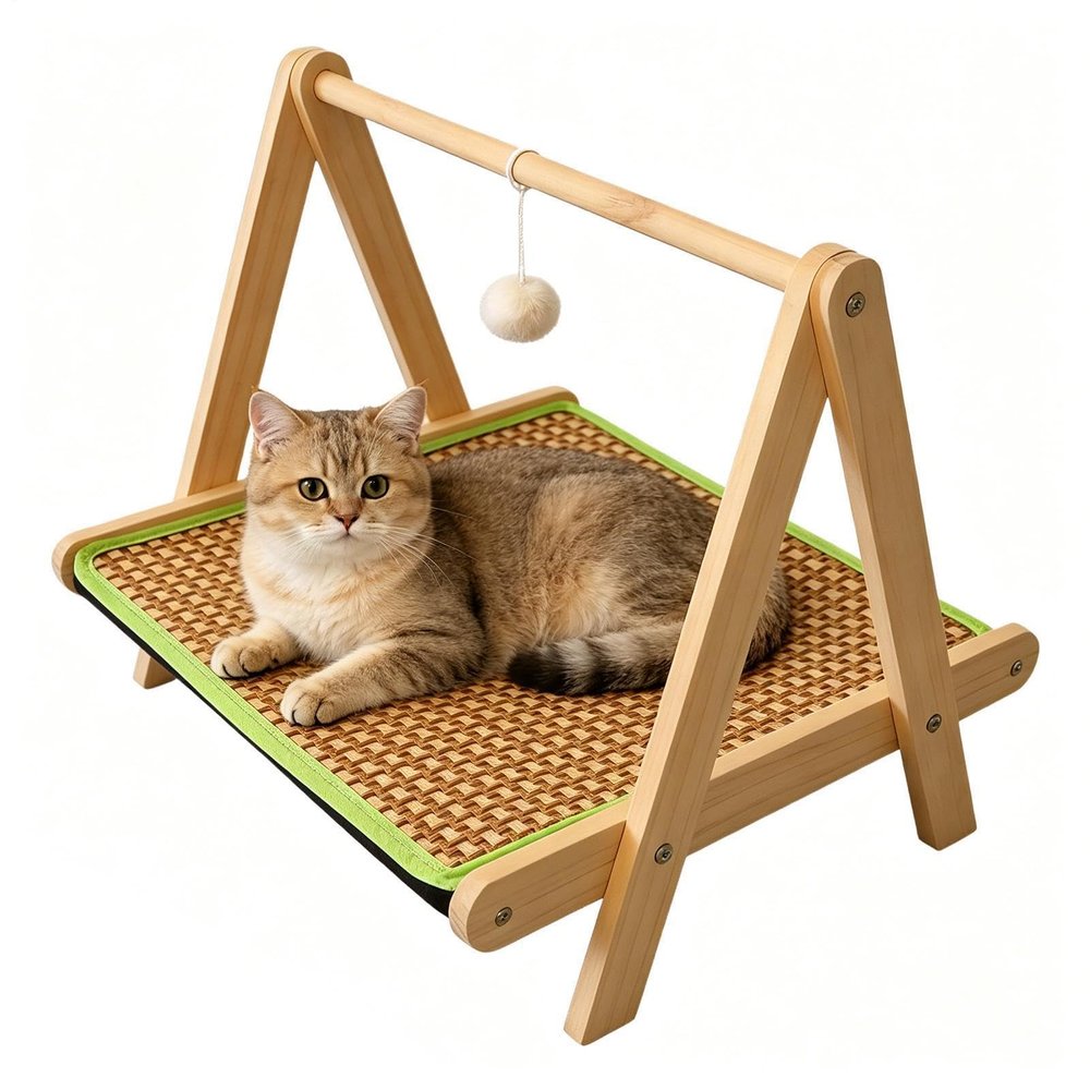 Generic Tip-Resistant Interactive Wooden Cat Scratching Bed