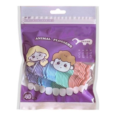 Floss Picks, 40-Piece Animal-Shaped Dental Care Tools for Children