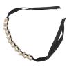 HOUDERCO Lightweight Black Grosgrain Ribbon Dog Collar with Rhinestones view 1