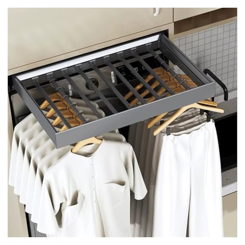 CAFIEDR Adjustable, Quiet, Extendable Trouser Rack, Movable Clothes Rail, Holds up to 35 kg, Ideal for Use Above a Washing Machine, Gray, 514–564 mm