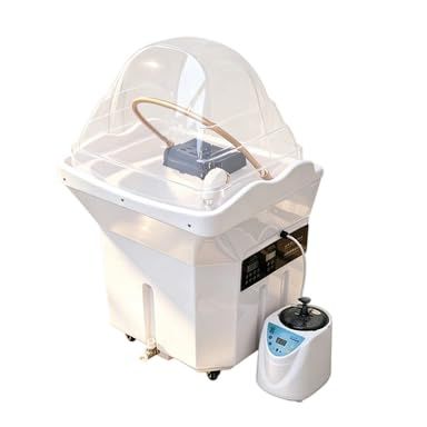 Japanese Head Spa Equipment, Mobile Shampoo Basin with Dual Water Circulation, Steaming and Light Therapy, 60-Liter Tank