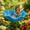 Multicolor Metal Bird, Insect & Bee Waterer: Handmade Garden Stake with Weather-Resistant Flower Design view 1