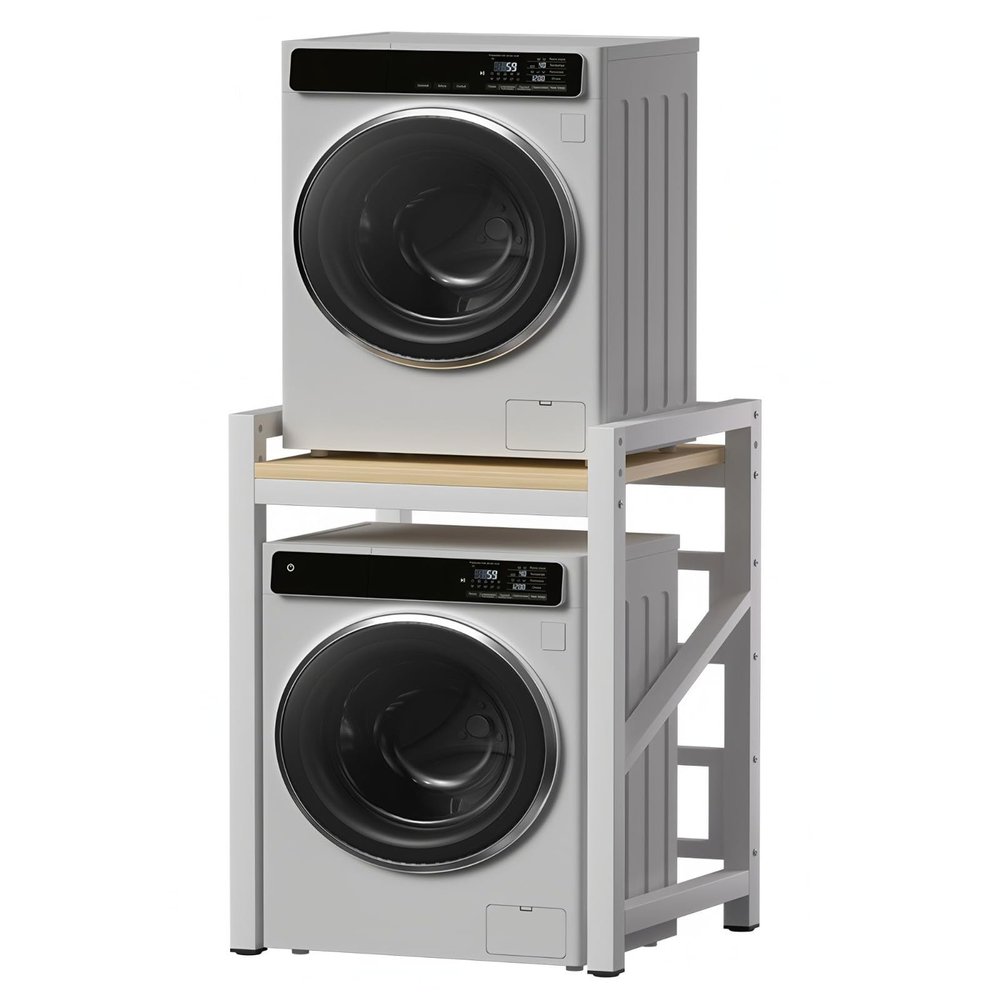 Washer-Dryer Stacking Stand with Adjustable Storage Shelf, 300 kg Capacity
