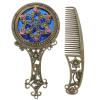 Vintage Double-Sided Aluminum Alloy Makeup Mirror and Comb Set view 1