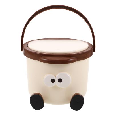 jojofuny Small Plastic Desktop Trash Can with Push-Button Lid