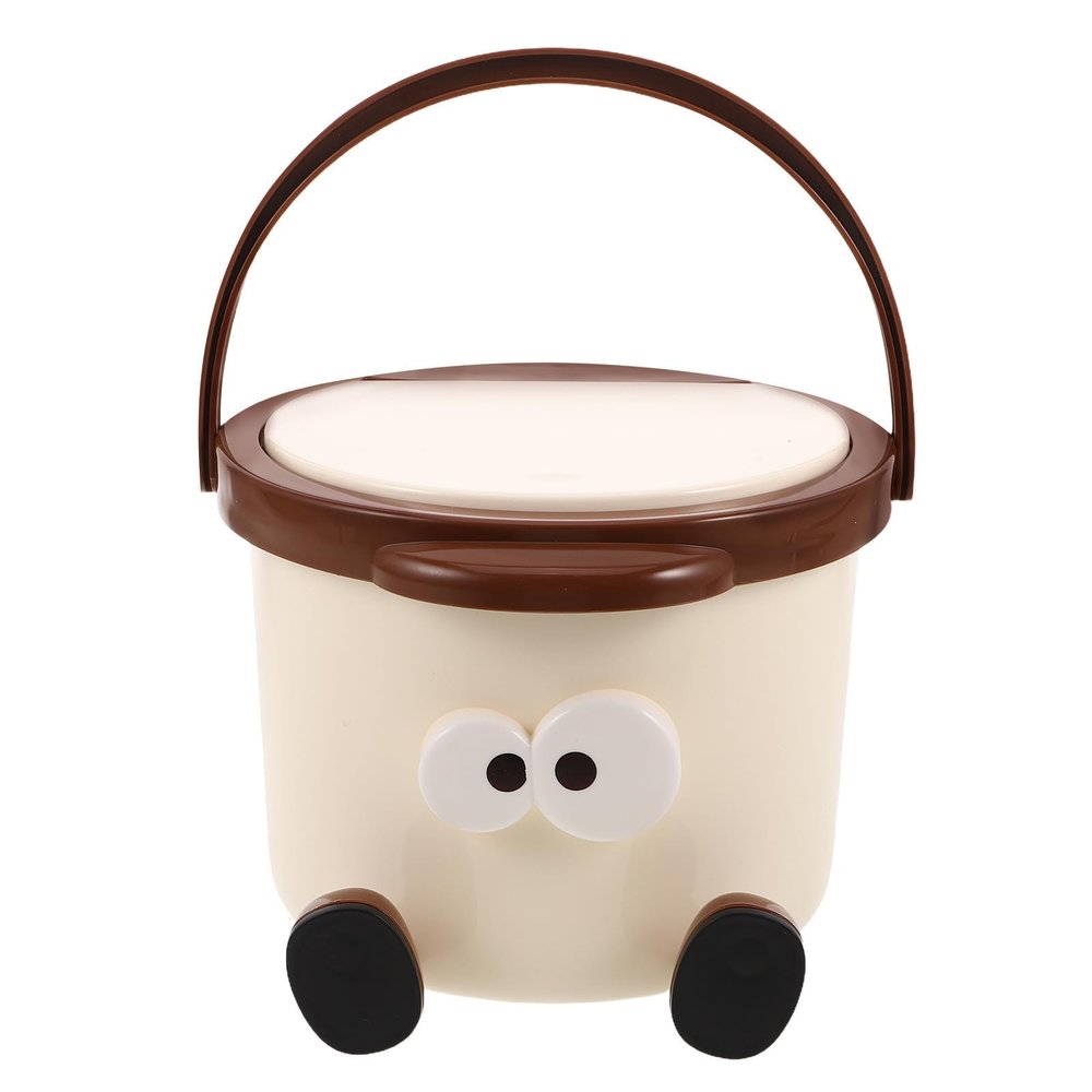 jojofuny Small Plastic Desktop Trash Can with Push-Button Lid