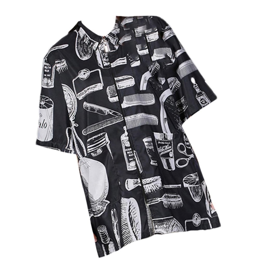Hairdressing Smock with Zipper and Pockets, XL, Black