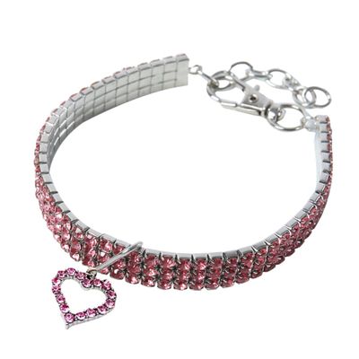 ELEOUTI Crystal Pet Collar with Heart-Shaped Metal Pendant