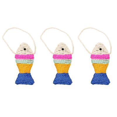 JECOMPRIS Sisal Cat Toy - Durable Fish-Shaped Scratching Toy (3 Pack)