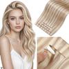 LaaVoo 18 in Tape-In Weft Extensions, Blonde Remy Human Hair, Straight, #P18/613, 4 Pieces, 90 g view 1