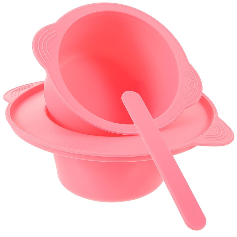 Adorainbow 400 ml Nonstick Silicone Mask Mixing Bowl, Foldable Wax Melting Container, Pink