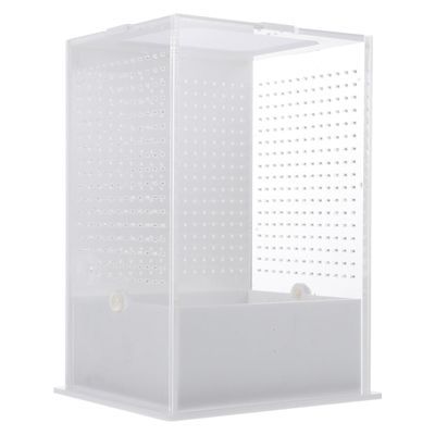 KALLORY Durable White Acrylic Feeding Box with Air Circulation for Small Praying Mantises