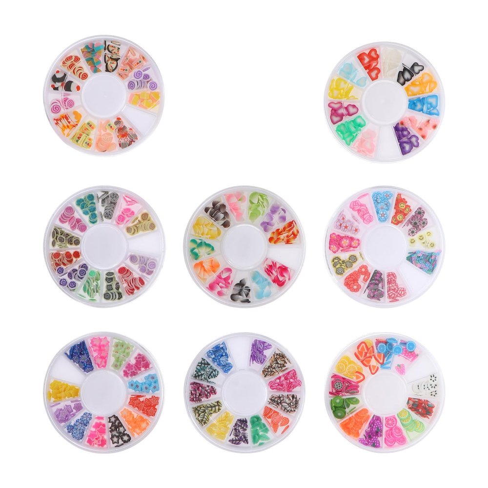 GALPADA 8 Boxes Decorative Polymer Clay Fruit Nail Art Slices for DIY Nail Art