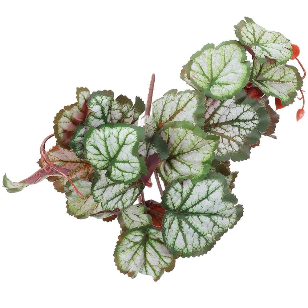 Artificial Hanging Plant for Reptile Terrariums, Green Plastic Leaf Decor