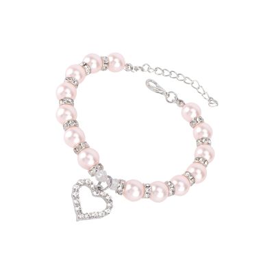 DIYEAH Adjustable Pet Collar with Beads and Heart for Cats and Dogs